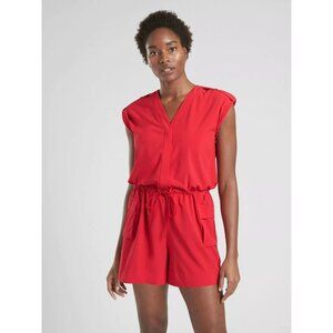 Athleta Red V-Neck Romper